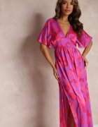 retro & icone Rochie Fucsia Evazată Maxi cu decupaje Aleri