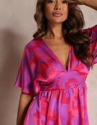 retro & icone Rochie Fucsia Evazată Maxi cu decupaje Aleri