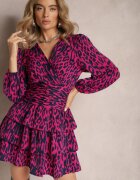 retro & icone Rochie Fucsia leopard cu volane Coso