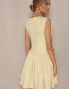 retro & icone Rochie Galbenă cu croială evazată cu decolteu pătrat Halivira