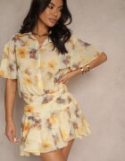 retro & icone Rochie Galbenă cu Volănașe Rindalia