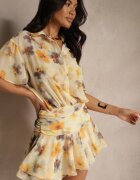 retro & icone Rochie Galbenă cu Volănașe Rindalia