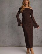 retro & icone Rochie Maro de Dantelă de Cocktail cu Umerii Descoperiți Eperria