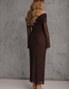 retro & icone Rochie Maro de Dantelă de Cocktail cu Umerii Descoperiți Eperria