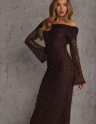 retro & icone Rochie Maro de Dantelă de Cocktail cu Umerii Descoperiți Eperria