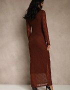 retro & icone Rochie Maro Din Dantelă Tip Longsleeve Cu Croi Cambrat Zenoresa