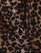 retro & icone Rochie Maro Drapată cu Croială Petrecută și Volan cu Imprimeu Leopard Semindria