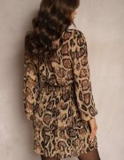 retro & icone Rochie Maro Leopard cu croială evazată cu guler înalt și volane Labrette