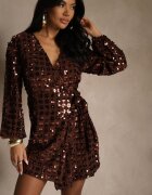 retro & icone Rochie Maro tip petrecut cu legătură și paiete Wedessa