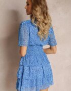 retro & icone Rochie Mini Albastră cu volane și încrețituri în talie Kraisa