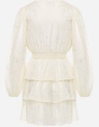 retro & icone Rochie Mini Bej deschis Cloș cu Imprimeu Metalic și Volane Enrilea
