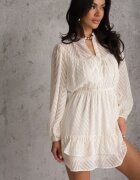 retro & icone Rochie Mini Bej Deschis cu Dungi Diagonale cu Croială Cloș cu Elastic în Talie Tennari