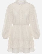 retro & icone Rochie Mini Bej Deschis cu Dungi Diagonale cu Croială Cloș cu Elastic în Talie Tennari