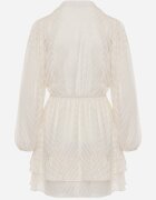 retro & icone Rochie Mini Bej Deschis cu Dungi Diagonale cu Croială Cloș cu Elastic în Talie Tennari