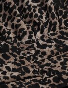 retro & icone Rochie Mini Maro cu croi evazat cu imprimeu leopard cu volane Gerttera