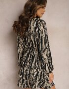 retro & icone Rochie Mini Neagră cu croială petrecută și imprimeu stil piele de șarpe Pariars