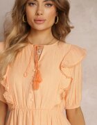 retro & icone Rochie Mini Portocalie cu Elastic în Talie și Volane Makenza