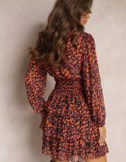 retro & icone Rochie Mini Portocalie cu Fason Cloș Decorată cu Sclipici Giannes