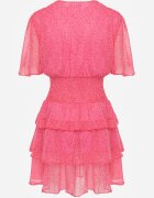 retro & icone Rochie Mini Roz cu Volane și Drapaj în Talie Kraisa