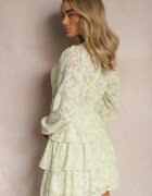 retro & icone Rochie Mini Verde deschis cu Croială Evazată cu Volane și Drapată Sealine