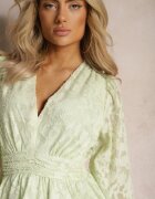 retro & icone Rochie Mini Verde deschis cu Croială Evazată cu Volane și Drapată Sealine
