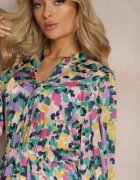 retro & icone Rochie Mini Violet-Verde Colorată cu Croială Cloș cu Volănaș Gialuna