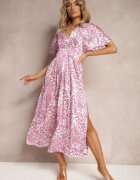 retro & icone Rochie Mov cu croi evazat cu centură decorativă în talie Dovbia