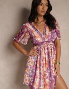 retro & icone Rochie mov cu motiv floral Riniria