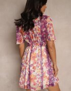 retro & icone Rochie mov cu motiv floral Riniria