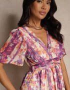 retro & icone Rochie mov cu motiv floral Riniria