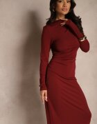 retro & icone Rochie Mulată Bordeaux Decorată cu Drapaj Nalindrae