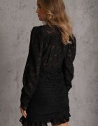 retro & icone Rochie Mulată Mini Neagră cu Drapaj și Model pe Plasă Welisia