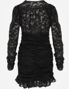 retro & icone Rochie Mulată Mini Neagră cu Drapaj și Model pe Plasă Welisia