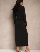 retro & icone Rochie Mulată Neagră Decorată cu Drapaj Nalindrae