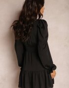 retro & icone Rochie Neagră Cambrată cu Volane Casserona