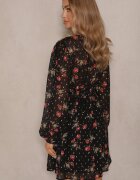 retro & icone Rochie neagră cambrată florală cu croială evazată detalii elastice Evandrae