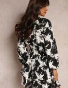 retro & icone Rochie Neagră Cambrată Mini cu Volan Befionie