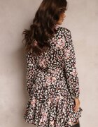 retro & icone Rochie Neagră Cloche Tip cămașă cu Cordon Legat Shesh