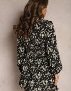 retro & icone Rochie Neagră Cloș Mini cu Elastic în Talie cu Imprimeu Mushe