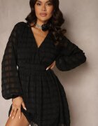 retro & icone Rochie Neagră Cloș Petrecută cu spatele decupat Decorată cu fir strălucitor Elissane