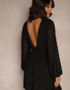 retro & icone Rochie Neagră Cloș Petrecută cu spatele decupat Decorată cu fir strălucitor Elissane