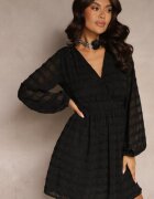 retro & icone Rochie Neagră Cloș Petrecută cu spatele decupat Decorată cu fir strălucitor Elissane