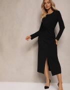 retro & icone Rochie neagră cu decupaj decorativ și legătură Zeiini