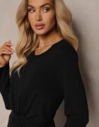retro & icone Rochie neagră cu decupaj decorativ și legătură Zeiini