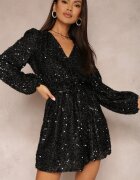 retro & icone Rochie Neagră Cu paiete cu Decolteu petrecut Voodek