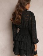 retro & icone Rochie neagră dantelată cambrată cu volane Odrasja