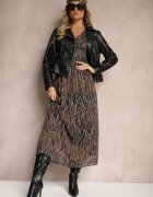 retro & icone Rochie Neagră Din plasă cu croi cloș cu decolteu în V Zalabri