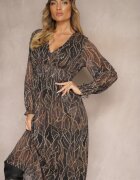 retro & icone Rochie Neagră Din plasă cu croi cloș cu decolteu în V Zalabri