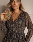 retro & icone Rochie Neagră Din plasă cu croi cloș cu decolteu în V Zalabri