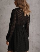retro & icone Rochie Neagră din Țesătură Plumeti cu Croi Cloș cu Decolteu în V Zenarela